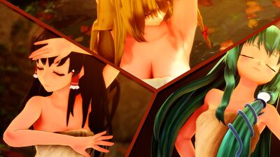 Reimu, Sanae and Yukari at the Hot Spring | STEP