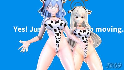[R-18 MMD] Ako and Nonomi do the Minus8 Workout Exercise Dance